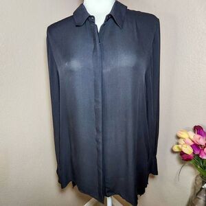 Heather silk long sleeve blouse Size M